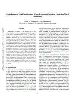 From Image to Text Classification: A Novel Approach based on Clustering
  Word Embeddings