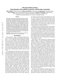 Physical problem solving: Joint planning with symbolic, geometric, and
  dynamic constraints