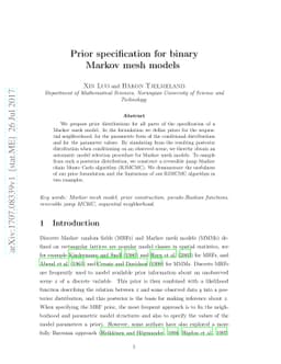 Prior specification for binary Markov mesh models