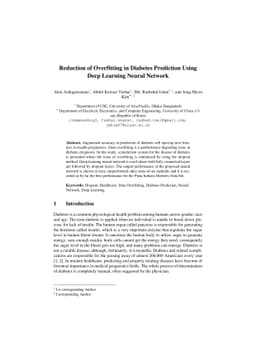 Reduction of Overfitting in Diabetes Prediction Using Deep Learning
  Neural Network