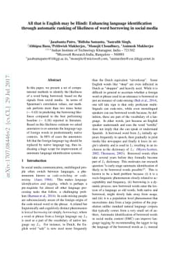 All that is English may be Hindi: Enhancing language identification
  through automatic ranking of likeliness of word borrowing in social media
