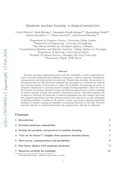 Quantum machine learning: a classical perspective