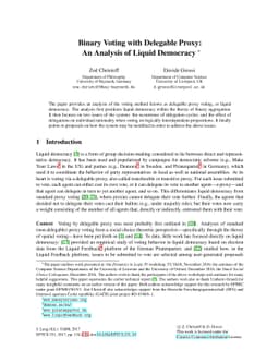 Binary Voting with Delegable Proxy: An Analysis of Liquid Democracy