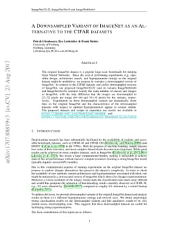 A Downsampled Variant of ImageNet as an Alternative to the CIFAR
  datasets