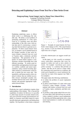 Detecting and Explaining Causes From Text For a Time Series Event