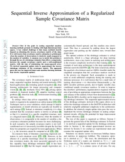 Sequential Inverse Approximation of a Regularized Sample Covariance
  Matrix