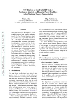 Sentiment Analysis on Financial News Headlines using Training Dataset
  Augmentation