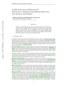 A PAC-Bayesian Approach to Spectrally-Normalized Margin Bounds for
  Neural Networks