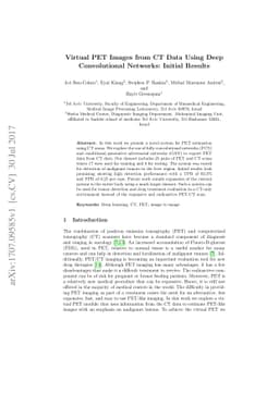 Virtual PET Images from CT Data Using Deep Convolutional Networks:
  Initial Results
