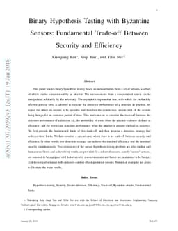 Binary Hypothesis Testing with Byzantine Sensors: Fundamental Trade-off
  Between Security and Efficiency