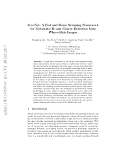 ScanNet: A Fast and Dense Scanning Framework for Metastatic Breast
  Cancer Detection from Whole-Slide Images