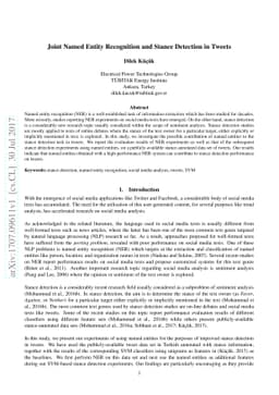 Joint Named Entity Recognition and Stance Detection in Tweets