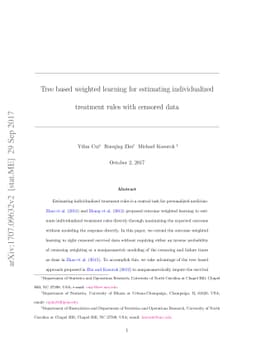 Tree based weighted learning for estimating individualized treatment
  rules with censored data