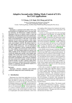 Adaptive Second-order Sliding Mode Control of UAVs for Civil
  Applications