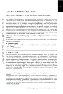 Interaction Methods for Smart Glasses