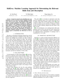 Skill2vec: Machine Learning Approach for Determining the Relevant Skills
  from Job Description