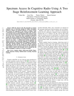 Spectrum Access In Cognitive Radio Using A Two Stage Reinforcement
  Learning Approach