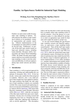 Familia: An Open-Source Toolkit for Industrial Topic Modeling