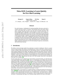 Meta-SGD: Learning to Learn Quickly for Few-Shot Learning
