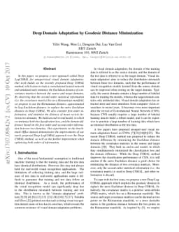 Deep Domain Adaptation by Geodesic Distance Minimization