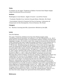 A comment on the paper Prediction of Kidney Function from Biopsy Images
  using Convolutional Neural Networks