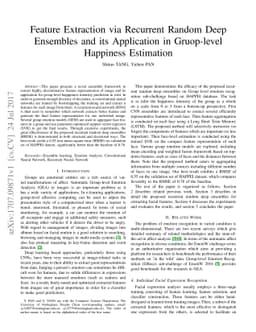 Feature Extraction via Recurrent Random Deep Ensembles and its
  Application in Gruop-level Happiness Estimation