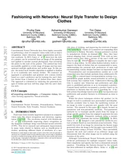 Fashioning with Networks: Neural Style Transfer to Design Clothes