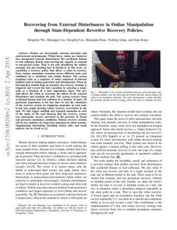 Recovering from External Disturbances in Online Manipulation through
  State-Dependent Revertive Recovery Policies