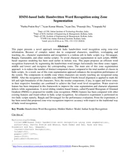 HMM-based Indic Handwritten Word Recognition using Zone Segmentation