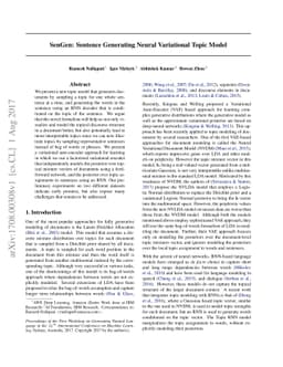 SenGen: Sentence Generating Neural Variational Topic Model