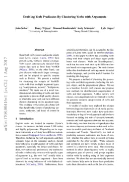 Deriving Verb Predicates By Clustering Verbs with Arguments