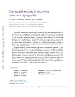 Composable security in relativistic quantum cryptography