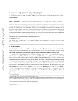 "I can assure you [$\ldots$] that it's going to be all right" -- A
  definition, case for, and survey of algorithmic assurances in human-autonomy
  trust relationships