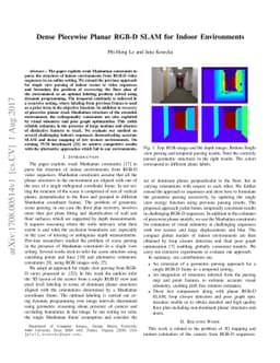 Dense Piecewise Planar RGB-D SLAM for Indoor Environments