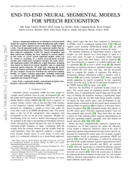 End-to-End Neural Segmental Models for Speech Recognition