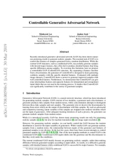 Controllable Generative Adversarial Network