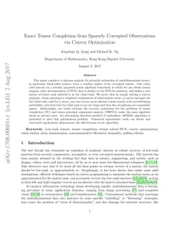 Exact Tensor Completion from Sparsely Corrupted Observations via Convex
  Optimization