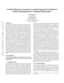 A Multi-Objective Learning to re-Rank Approach to Optimize Online
  Marketplaces for Multiple Stakeholders
