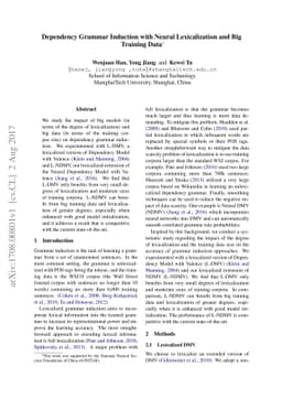Dependency Grammar Induction with Neural Lexicalization and Big Training
  Data