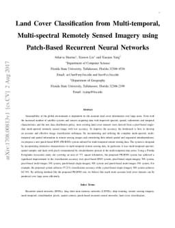 Land Cover Classification from Multi-temporal, Multi-spectral Remotely
  Sensed Imagery using Patch-Based Recurrent Neural Networks