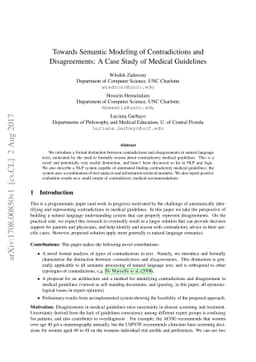 Towards Semantic Modeling of Contradictions and Disagreements: A Case
  Study of Medical Guidelines