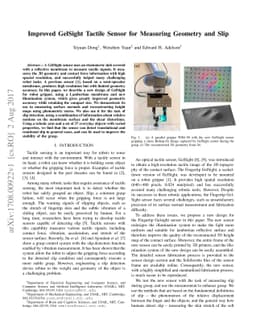 Improved GelSight Tactile Sensor for Measuring Geometry and Slip