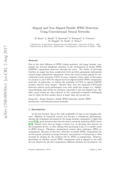 Aligned and Non-Aligned Double JPEG Detection Using Convolutional Neural
  Networks