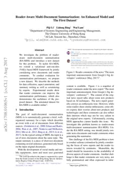 Reader-Aware Multi-Document Summarization: An Enhanced Model and The
  First Dataset