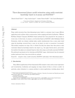 Three-dimensional planar model estimation using multi-constraint
  knowledge based on k-means and RANSAC