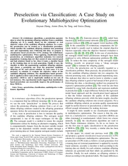 Preselection via Classification: A Case Study on Evolutionary
  Multiobjective Optimization