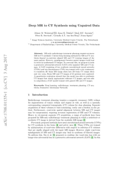 Deep MR to CT Synthesis using Unpaired Data