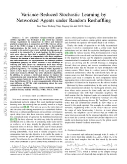 Variance-Reduced Stochastic Learning by Networked Agents under Random
  Reshuffling