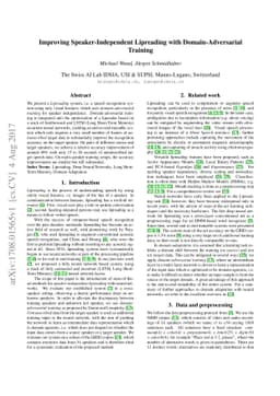 Improving Speaker-Independent Lipreading with Domain-Adversarial
  Training