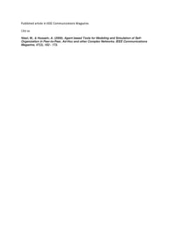Agent based Tools for Modeling and Simulation of Self-Organization in
  Peer-to-Peer, Ad-Hoc and other Complex Networks
